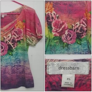 Dress Barn Petite Large Multi Color Flower Top